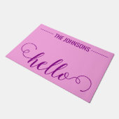HELLO Personalisiert Familienname Begrüßungsmatte Fußmatte (Schrägansicht)