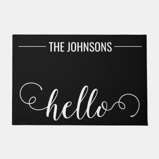 HELLO Personalisiert Familienname Willkommen Mat B Fußmatte (Vorderseite)