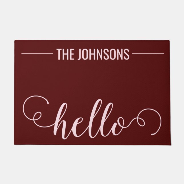 HELLO Personalisiert Familienname Willkommen Mat M Fußmatte (Vorderseite)