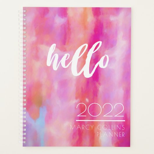 Hello Pink Abstrakt Watercolor Planer (Vorderseite)