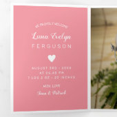 Hello Pink Heart Foto Collage Baby Dreifach Gefaltete Ankündigung (Innen Erste Seite)