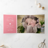 Hello Pink Heart Foto Collage Baby Dreifach Gefaltete Ankündigung (Innenseite)