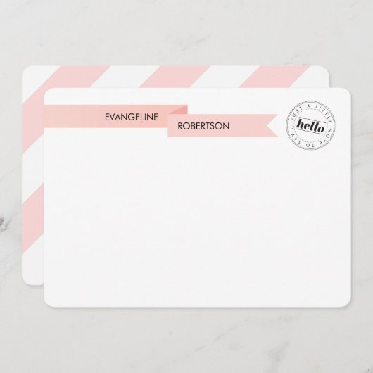 Hello Pink Ribbon Hinweis Mitteilungskarte (Vorne/Hinten)