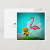 Hello Pinky Robot Flamingo - Mini Print (Vorne/Hinten)