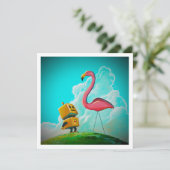 Hello Pinky Robot Flamingo - Mini Print (Stehend Vorderseite)