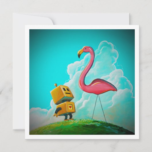 Hello Pinky Robot Flamingo - Mini Print (Vorderseite)