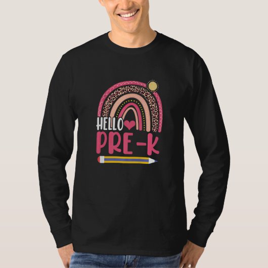 Hello Pre K Back To School Rainbow T-Shirt (Vorderseite)