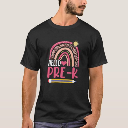 Hello Pre K Back To School Rainbow T-Shirt (Vorderseite)
