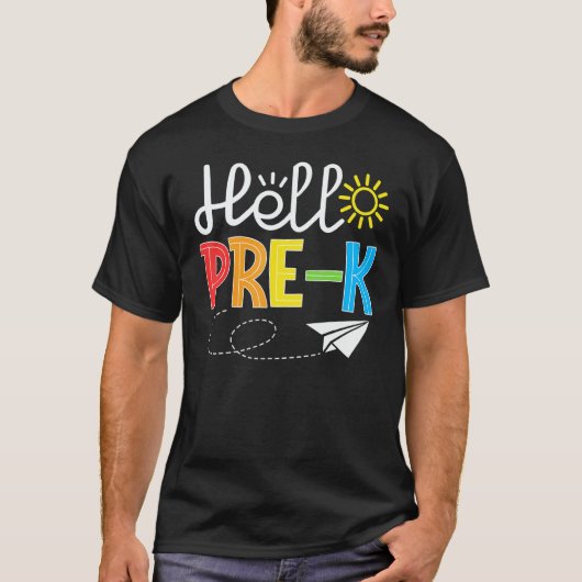 Hello Pre K Fun PreSchool Backto School Student T-Shirt (Vorderseite)