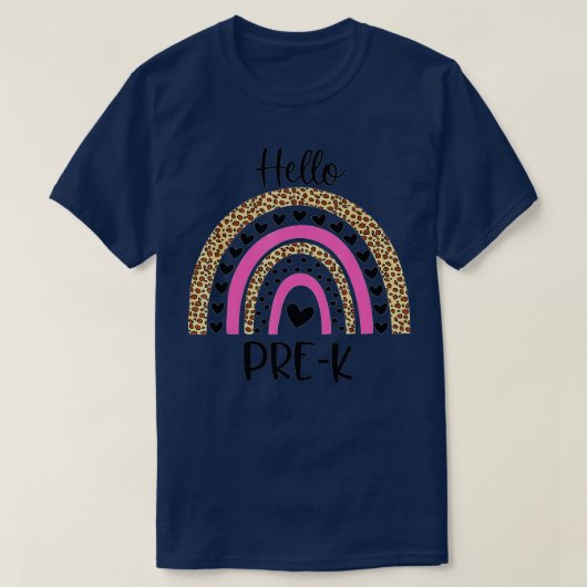 Hello Pre K Funny Leopard Rainbow Back To School T-Shirt (Design vorne)