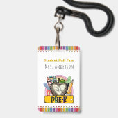 Hello Pre K Hall Pass Abzeichen Ausweis (Rückseite mit Lanyard)