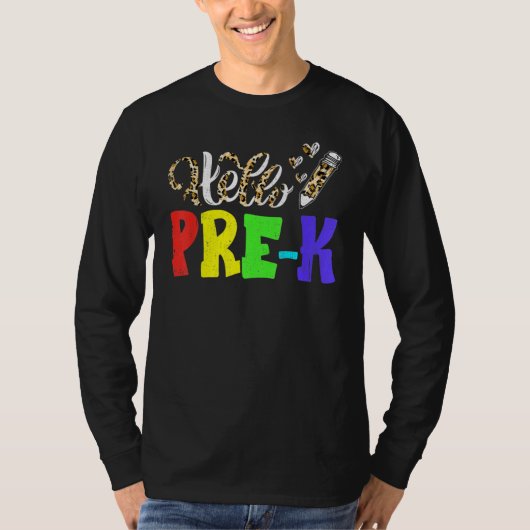 Hello Pre K Leopard Print Pre K Back To School T-Shirt (Vorderseite)