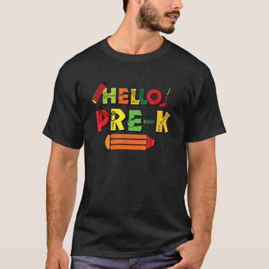Hello Pre K Teacher Student  Back To School T-Shirt (Vorderseite)