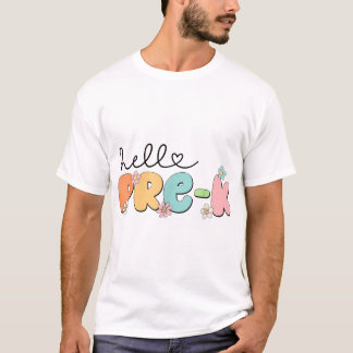 Hello Preschool Back To School Groovy Teacher Kids T-Shirt