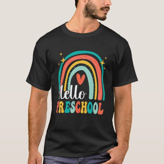 Hello Preschool Rainbow for Teachers Girls Kids Fi T-Shirt (Vorderseite)
