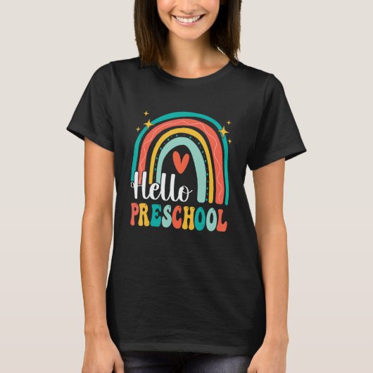 Hello Preschool Rainbow for Teachers Girls Kids Fi T-Shirt (Vorderseite)