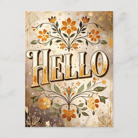 Hello, pretty floral design, postkarte (Vorderseite)