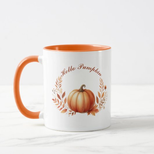 Hello Pumpkin Autumn Anpasster Text Tasse (Links)