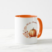 Hello Pumpkin Autumn Anpasster Text Tasse (VorderseiteRechts)