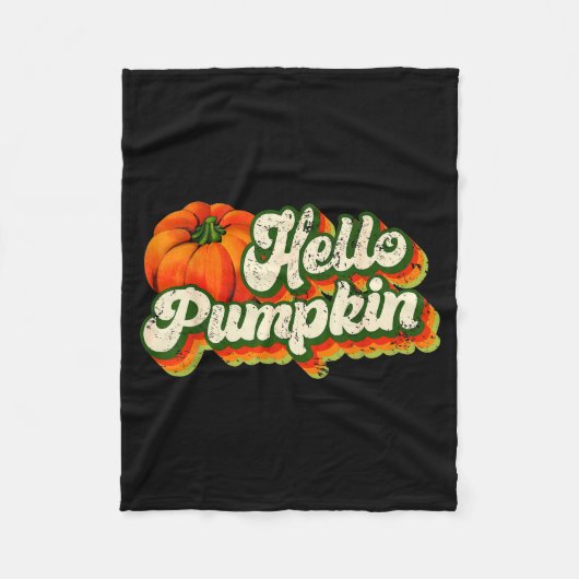 Hello Pumpkin Autumn Fall Matching Family Retro Th Fleecedecke (Vorderseite)