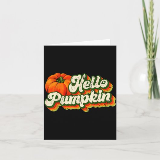 Hello Pumpkin Autumn Fall Matching Family Retro Th Karte (Vorderseite)