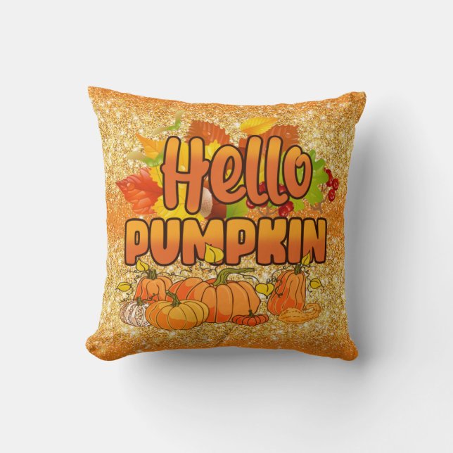 Hello Pumpkin Autumn Farbe anpassen Kissen (Vorderseite)