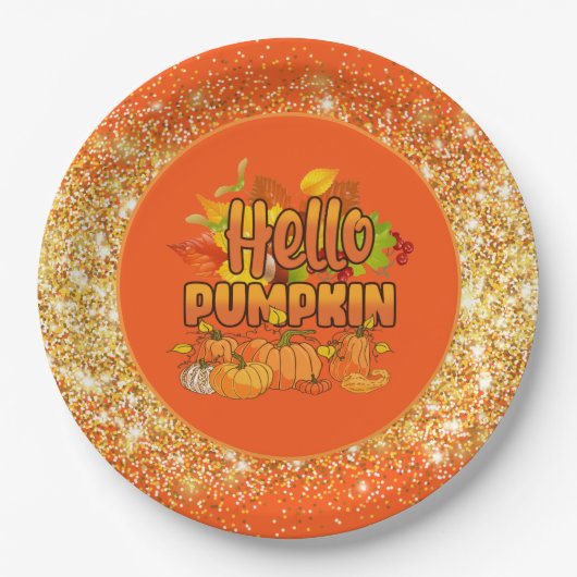Hello Pumpkin Autumn Farbe anpassen Pappteller (Vorderseite)