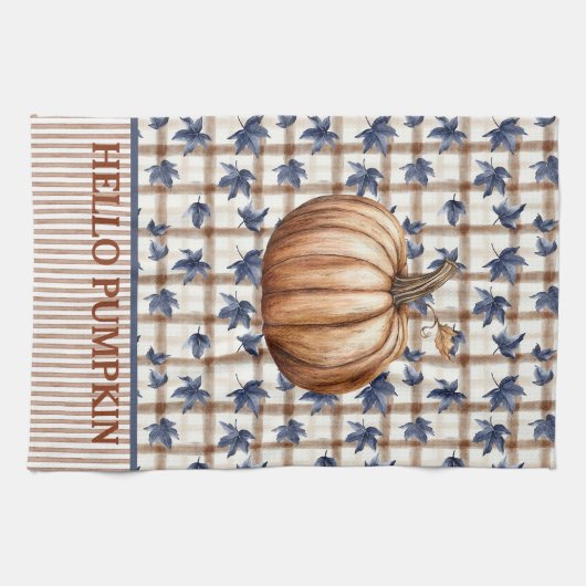 Hello Pumpkin Autumn Farmhouse Custom Geschirrtuch (Horizontal)