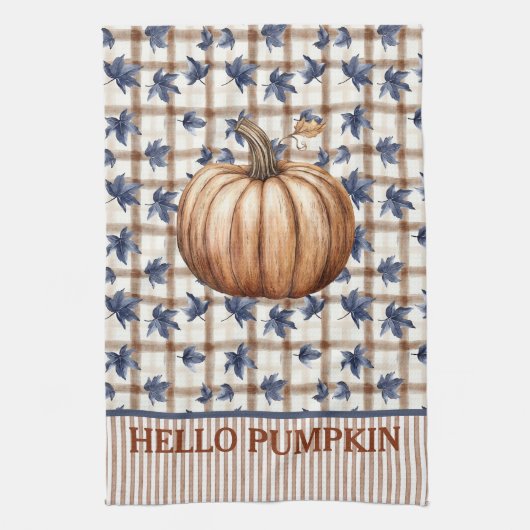Hello Pumpkin Autumn Farmhouse Custom Geschirrtuch (Vertikal)