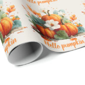 Hello Pumpkin Autumn Floral Design Geschenkpapier (Rolleneckpunkt)