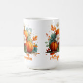 Hello Pumpkin Autumn Floral Design Kaffeetasse (Mittel)