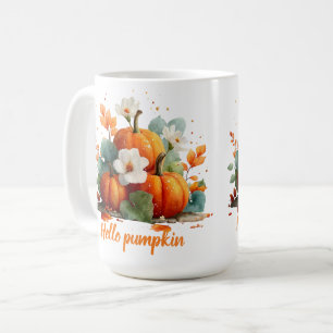 Hello Pumpkin Autumn Floral Design Kaffeetasse