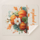 Hello Pumpkin Autumn Floral Design Sherpadecke (Vorderseite (Horizontal))
