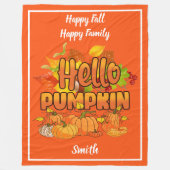 Hello Pumpkin Autumn Text und Farbe anpassen Fleecedecke (Vorderseite)