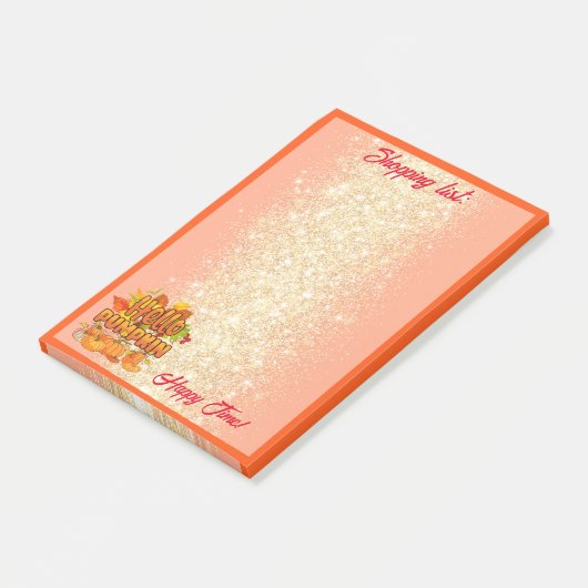 Hello Pumpkin Autumn Text und Farbe anpassen Post-it Klebezettel (angewinkelt)