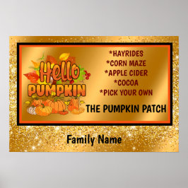 Hello Pumpkin Autumn Text und Farbe anpassen Poster