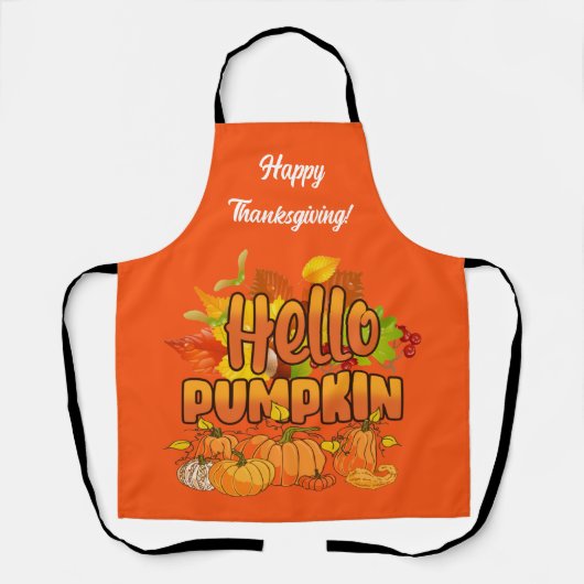 Hello Pumpkin Autumn Text und Farbe anpassen Schürze (Vorderseite)
