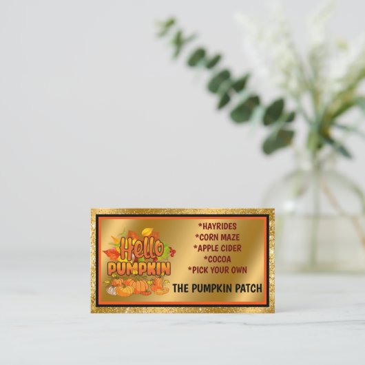 Hello Pumpkin Autumn Text und Farbe anpassen Visitenkarte (Stehend Vorderseite)