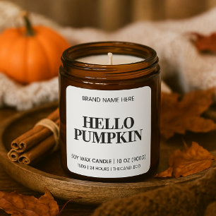 Hello Pumpkin Candle Label   Minimalistisch Fall S Quadratischer Aufkleber