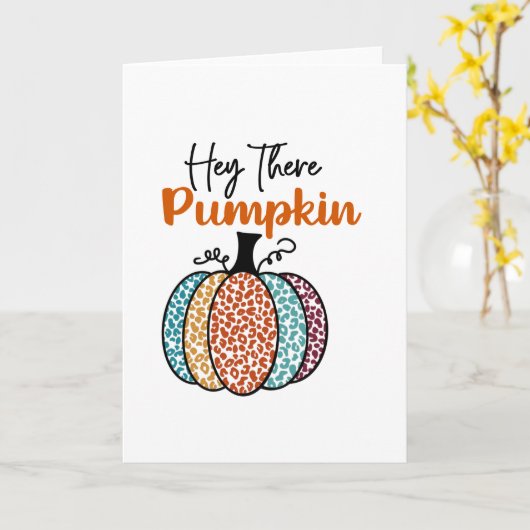 Hello Pumpkin Card | Fallkarten | Leopard Pumpkin Karte (Gelbe Blume)