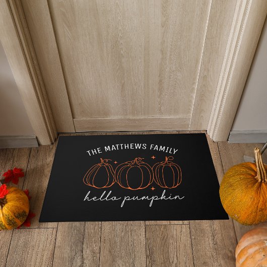 Hello Pumpkin Custom Familienname Autumn Fußmatte