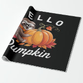 Hello Pumpkin - Cute Fall Sloth Autumn Leaves Foli Geschenkpapier (Ungerollt)