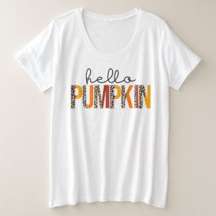 Hello Pumpkin Fall Autumn Anpassen Große Größe T-Shirt