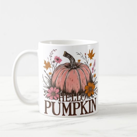 Hello Pumpkin Fall Floral Design 🎃 🍂 Kaffeetasse (Links)