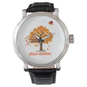 "Hello Pumpkin Fall - Gemütliche Herbstferne Armbanduhr