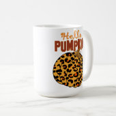 Hello Pumpkin - Fall Leopard Print Kaffeetasse (VorderseiteRechts)