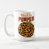 Hello Pumpkin - Fall Leopard Print Kaffeetasse (Links)