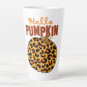 Hello Pumpkin - Fall Leopard Print Milchtasse (Vorderseite)