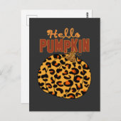 Hello Pumpkin - Fall Leopard Print Postkarte (Vorne/Hinten)