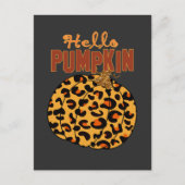 Hello Pumpkin - Fall Leopard Print Postkarte (Vorderseite)